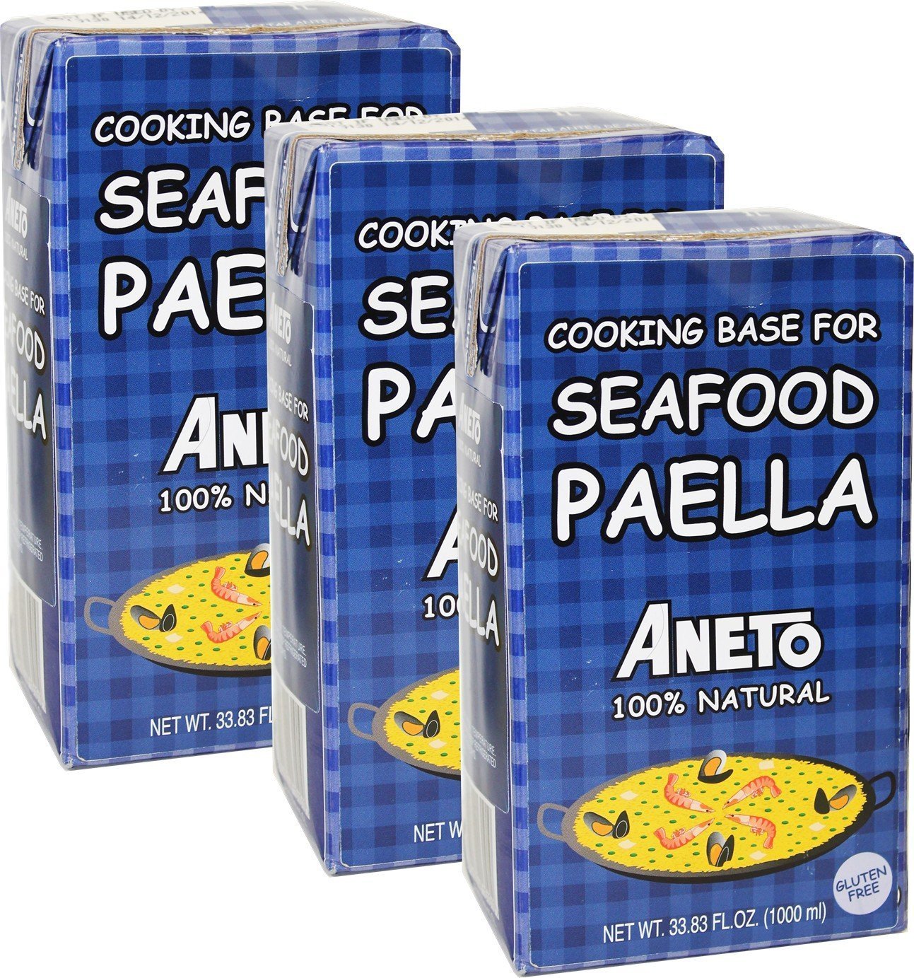 Aneto Seafood Paella Cooking Base Broth, 33.83 Fluid Ounce (3 Pack)