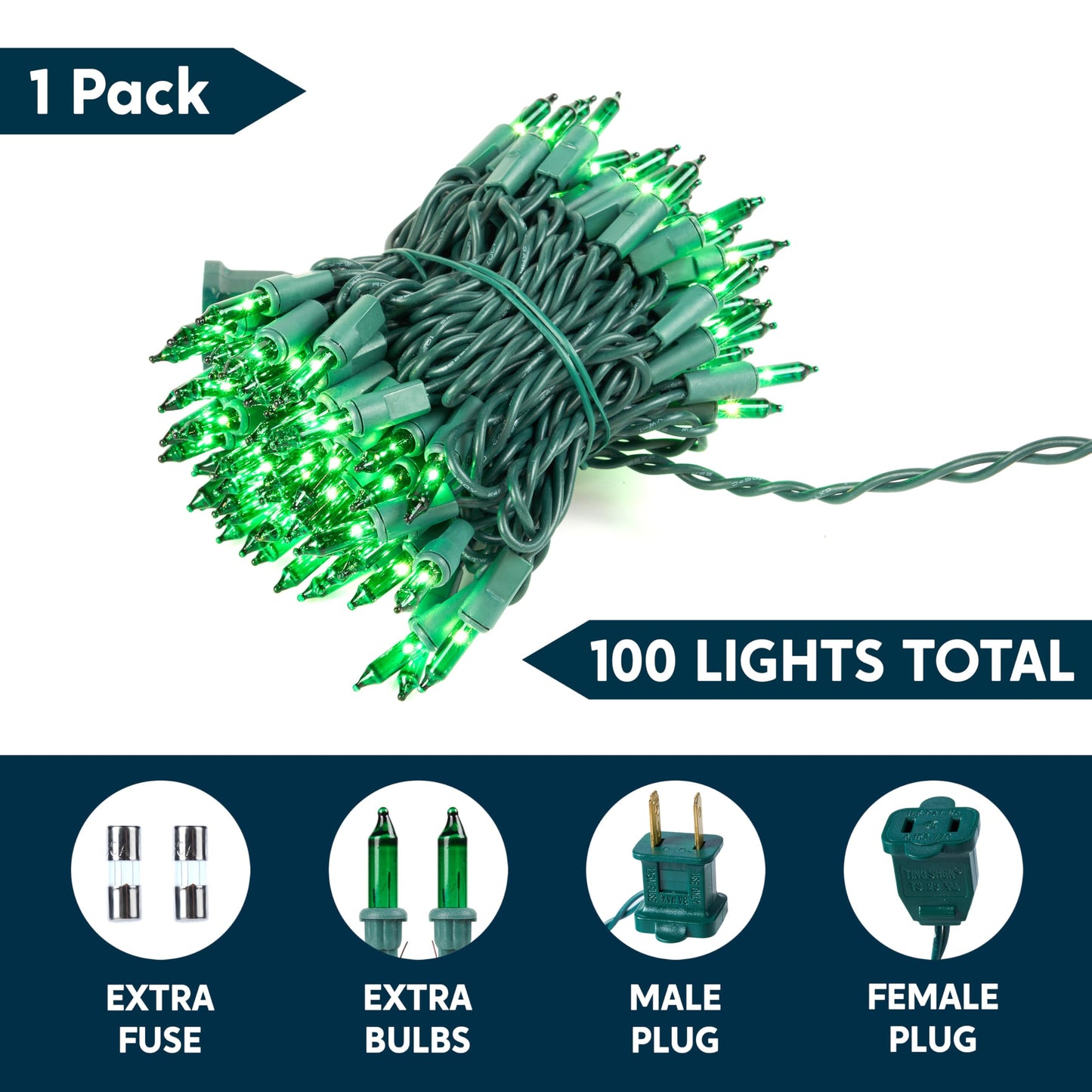 Joiedomi Green Christmas String Lights 100 Count 22.3Ft Christmas Fairy Tree Lights Plug In For Indoor Outdoor Xmas Decorations Patio Holiday Theme Party Yard House Green Wire