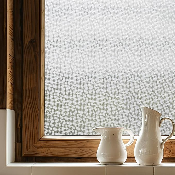 Window Privacy Film, Glass Decorative Static Cling, Removable Sun Blocking Vinyl Covering,Window Film for Home Kitchen Living Room, Floral Shadows, 17.3" x 78.7"
