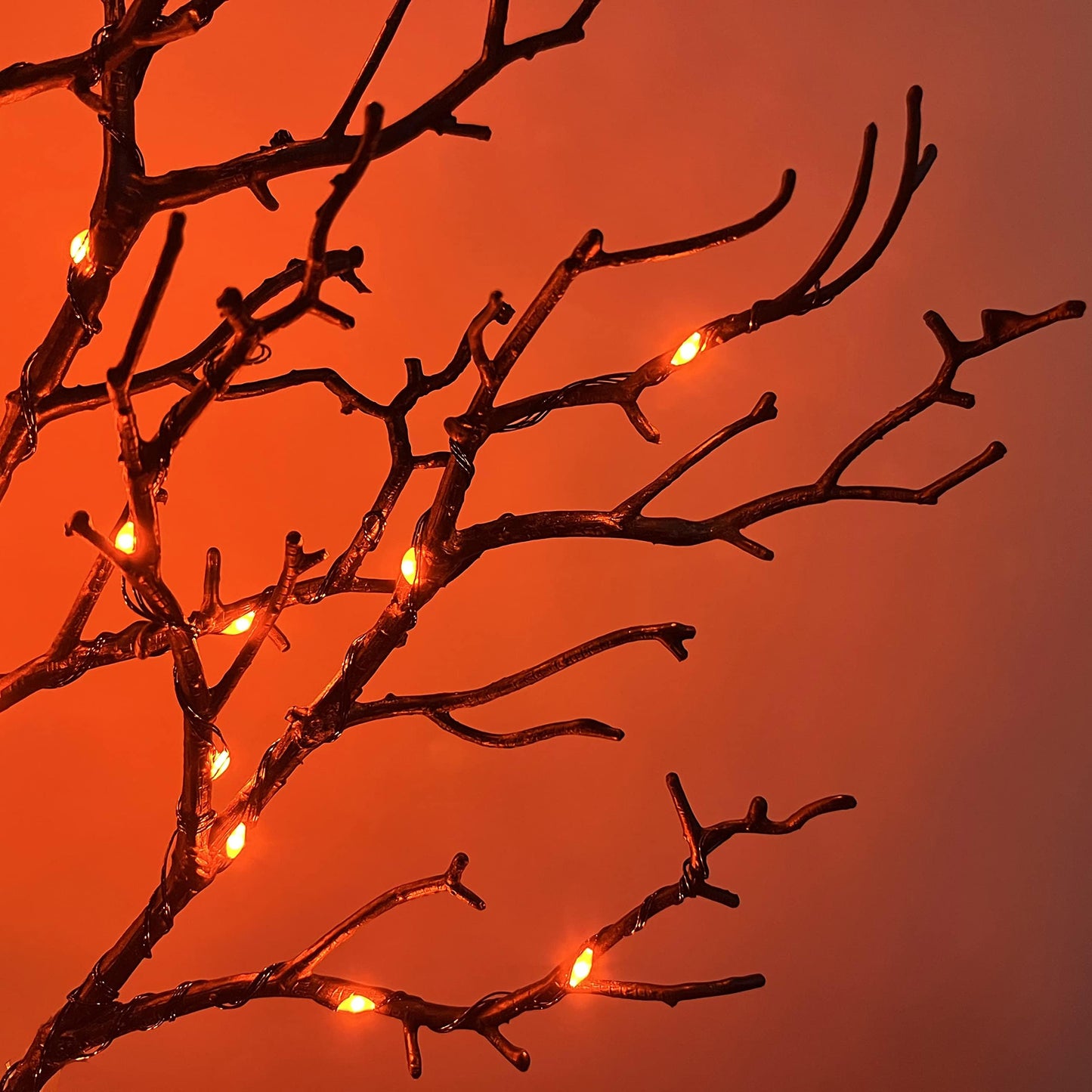Birchlitland Halloween Tree with 150 Orange Fairy Lights, 4ft Black Glittered Decoration for Indoor/Outdoor Parties