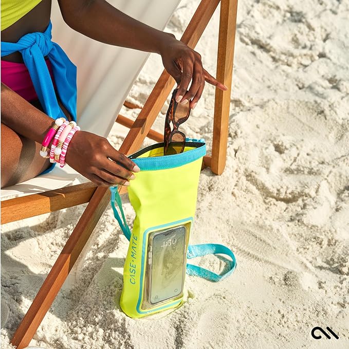 Case-Mate Citrus Splash Mini IP68 Waterproof Bucket Bag - Roll Top Dry Bag 2L Cap with Waterproof Pouch for Swimming Kayaking Boating Travel and More - For Phones Up to 7"