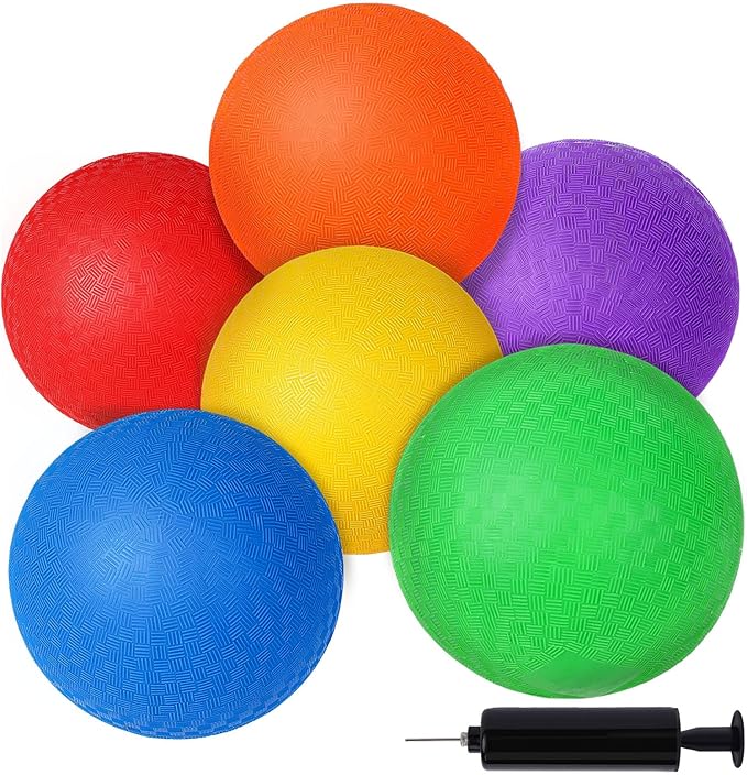 Shindel 6PCS Playground Ball with Air Pump, 5inch Inflatable Dodge Ball for Kids Indoor Outdoor