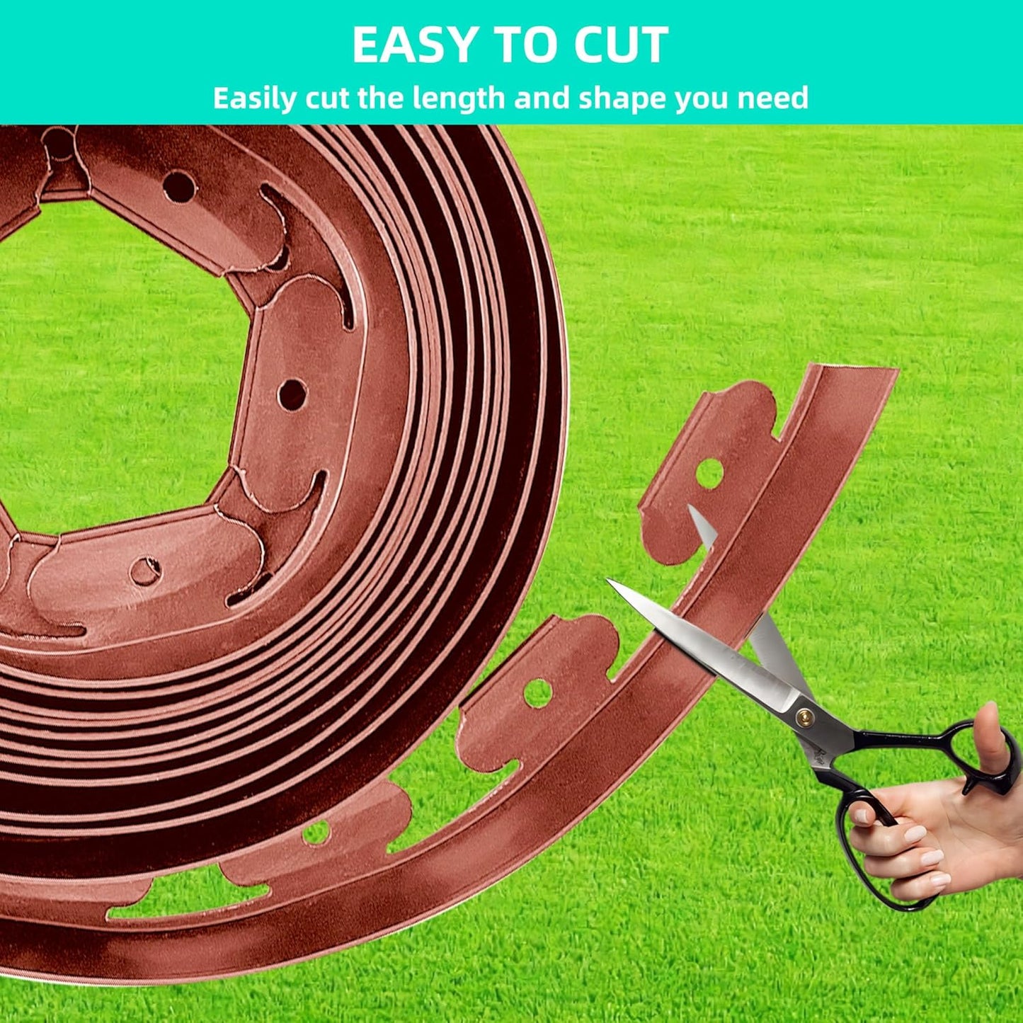 Landscape Edging Coil 33 FT, 2 Inch Tall Garden Edging Border Flexible Lawn Edging Kit with 30 Spikes, Plastic Edging for Landscaping Flower Beds Yard Pathway Paver Edging (2IN x 33FT, Brown)
