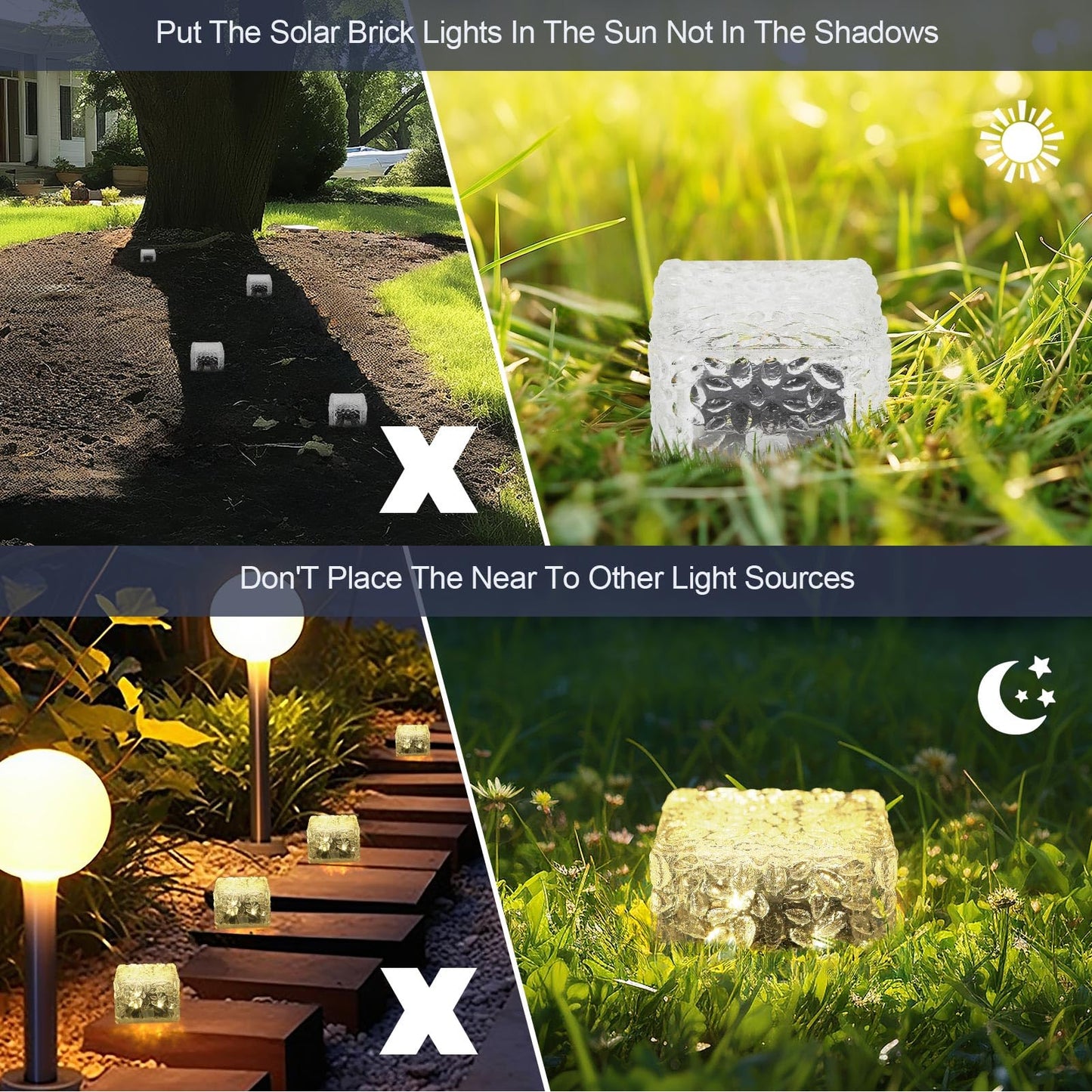 MLKNK Solar Brick Lights-Outdoor Solar Lights for Yard-Solar Brick Landscape Path Light 6 Pack LED Light Brick Garden Decor for Pathway Patio Walkway Backyard Decoration