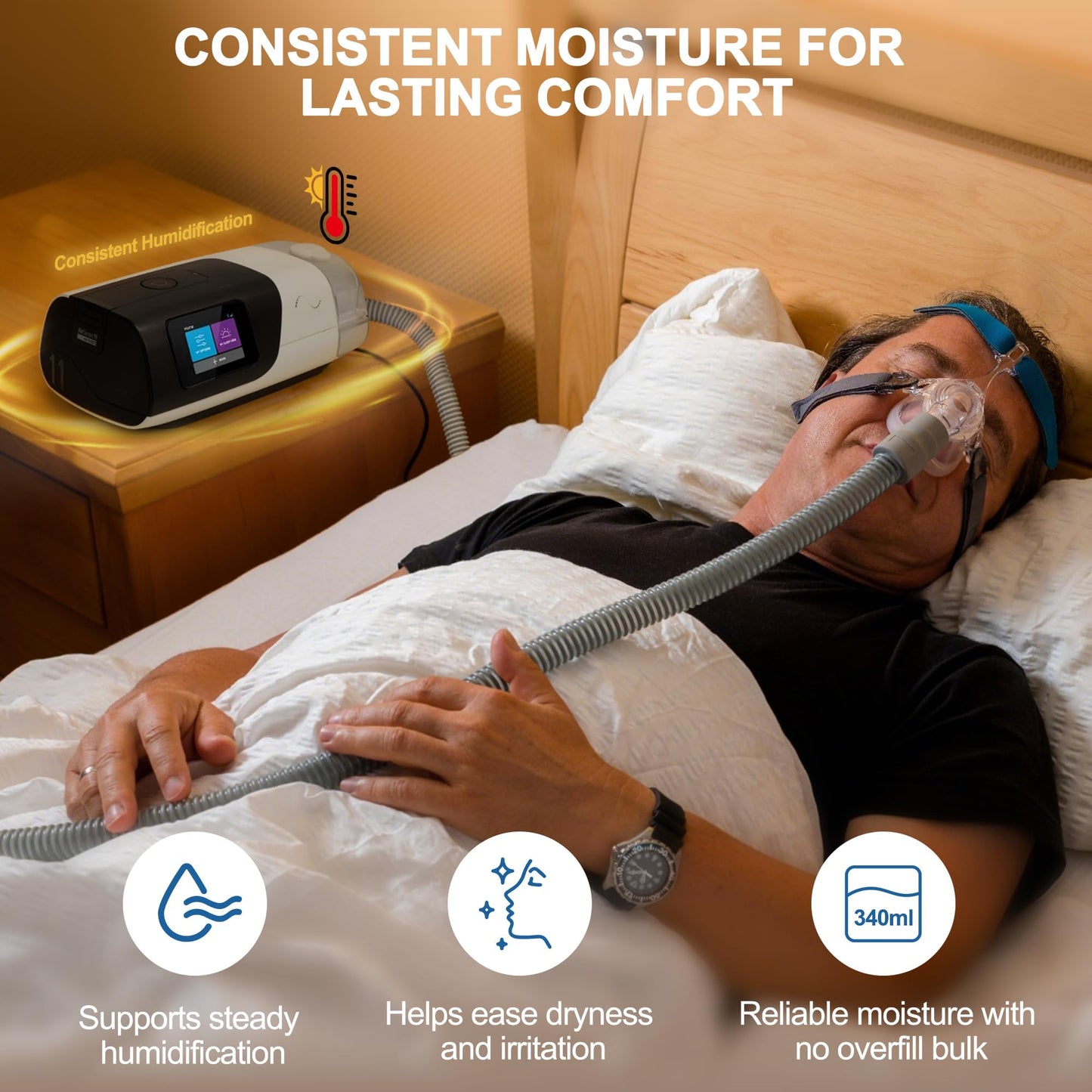 2 Pack Water Chambers for AirSense 11 AirCurve 11 Humidifier Easy Refill Water Tanks Improve Humidification Comfort CPAP Supplies with Direct Fill Port and Simple Maintenance