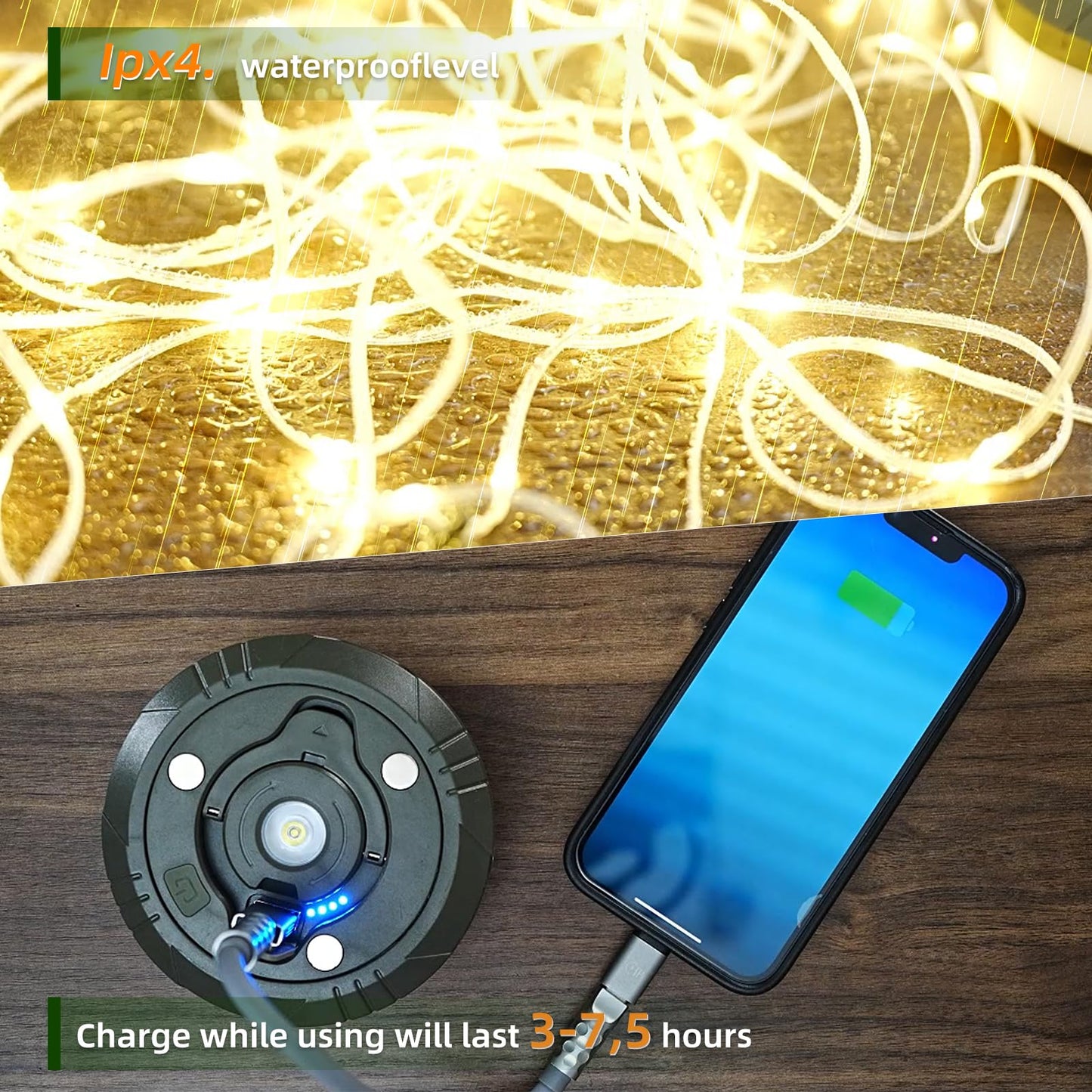 Camping String Lights Rechargeable Allspark 4 In 1 Quick Storage 32.8Ft Outdoor String Lights With 8 Lighting Modes Portable Led Fairy Lights For Christmas Decor Patio Tents Garden Party Holiday Gift