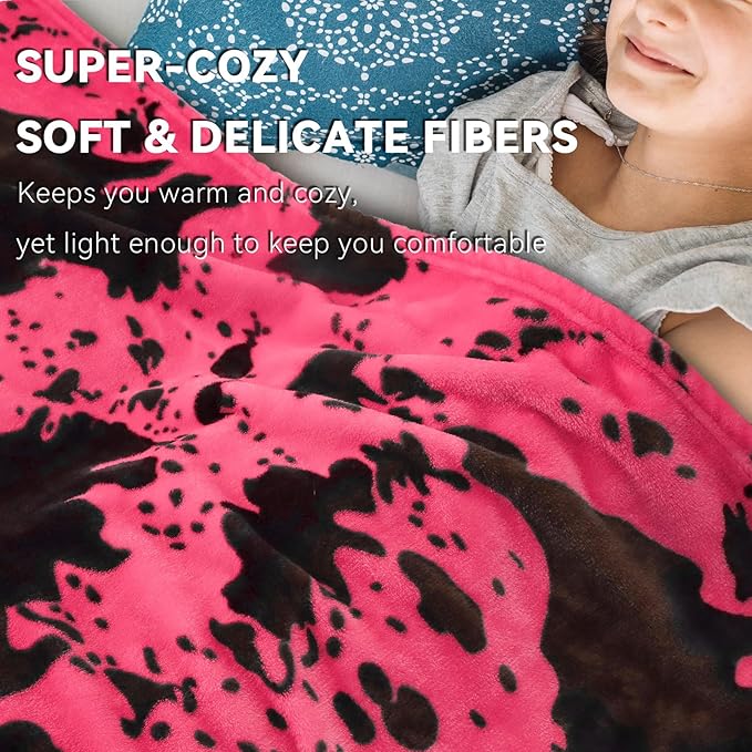 Hot Pink Fleece Blanket Twin Size - Ultra Soft & Lightweight Cozy Plush Throw for Bed, Couch, Home Decor, Camping, Travel Essentials