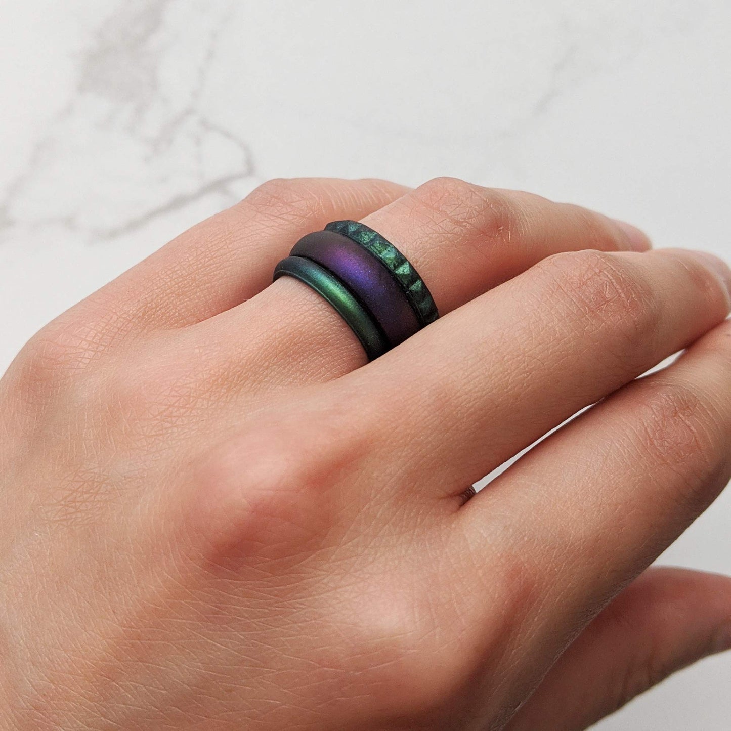 Knot Theory Cosmic Purple Silicone Ring for Men Women - Breathable Comfort Fit 6mm Wedding Band Size 8