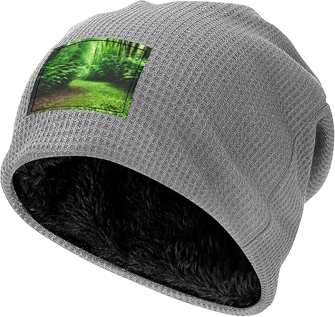 Green Nature Print Lightweight Waffle Pullover Hat Men Women Winter Headwear Outdoor Camping Travel