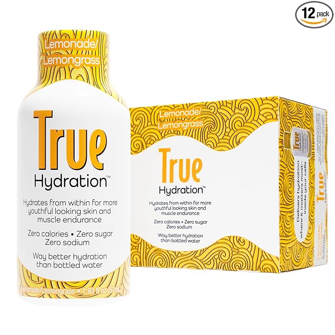 True Hydration Shots Lemonade Lemongrass Flavor – 12 Pack of 1.93 fl oz – Electrolytes – Amino Acids – Zero Sugar – Zero S...