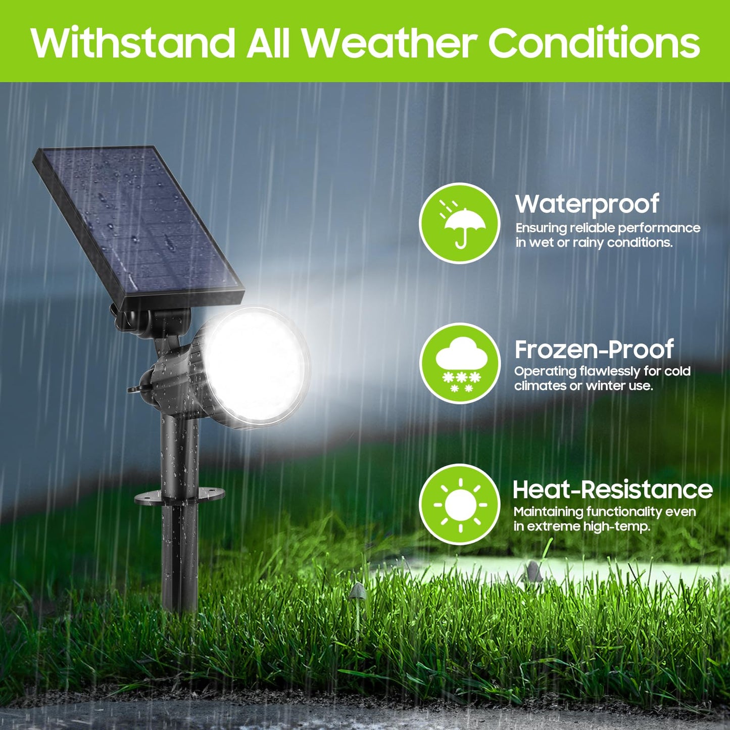 Bosceos 2-Pack Solar Lights Outdoor Waterproof  30Leds Solar Spot Pathway Lights With 3 Modes  Garden Light Auto On/Off  Landscape Lighting For Pool Tree Wall Driveway (Cool White)