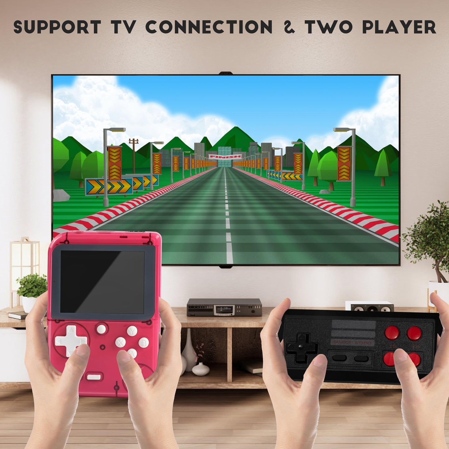 Retro Handheld Game Console,Portable Video Game Console with 256 Classic Games, 3.0 inches HD Screen, Support TV & Two Players Present for Adults Red