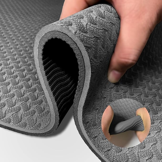 QMKGEC Yoga Mat 1/3" (8mm) Thick Non-Slip, Women Men Fitness & Exercise Mat, 72"Lx24"W Eco-Friendly TPE Workout Mat with C...