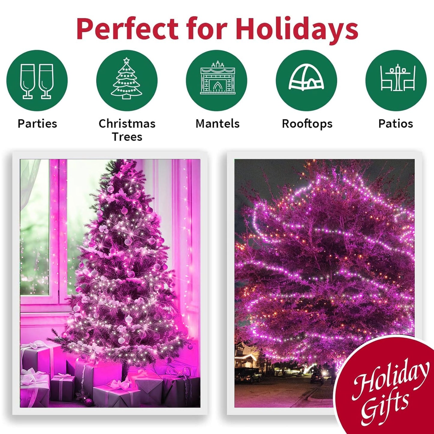 Lamphome Pink Clear Christmas ValentineS String Lights 100 Mini Incandescent Fairy Light Decor 20 Ft Green Wire Indoor & Outdoor Party Patio Bedroom  Xmas Tree Garland Easter Holiday Decoration