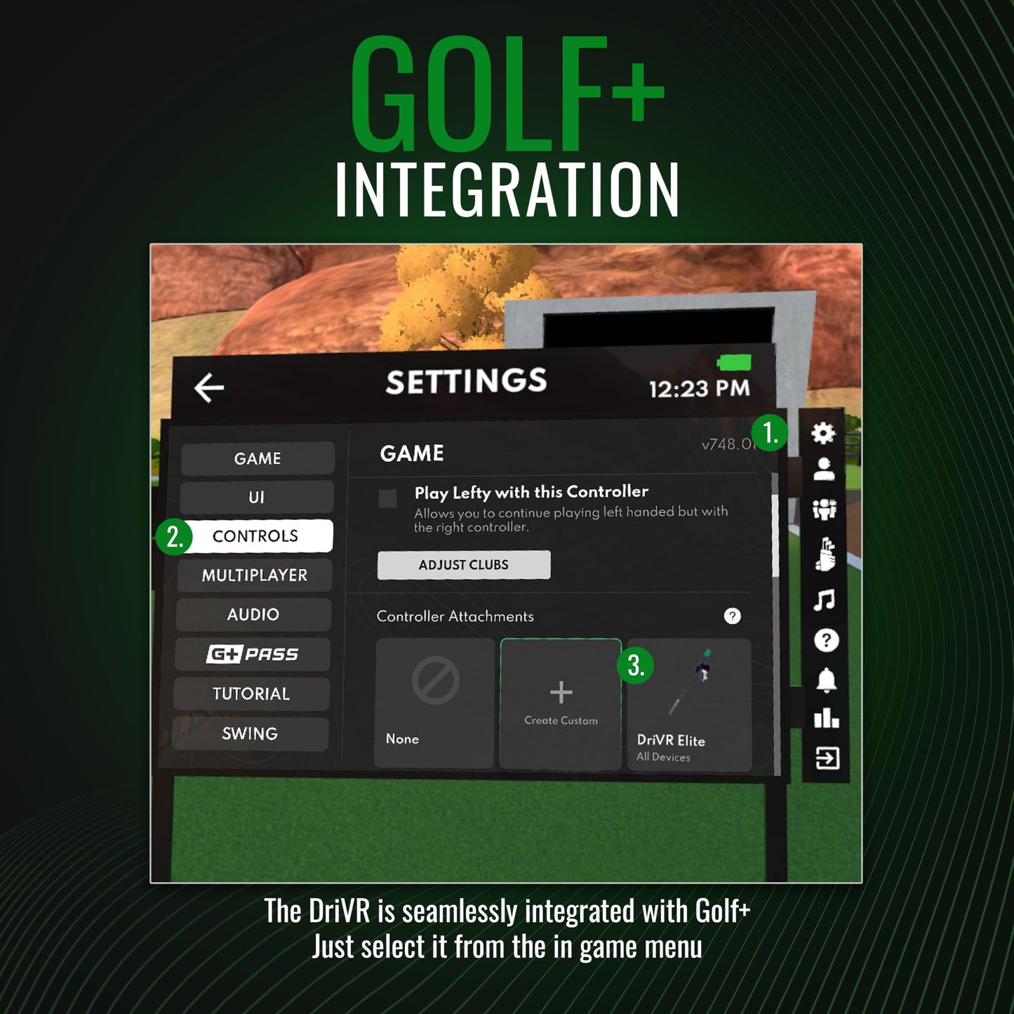 DeadEyeVR - DriVR Elite - Golf Club for Quest 2, 3, and Pro - Realistic VR Golf Simulator Handle - Adjustable Weighted VR Golf Club Grip for Enhanced Play
