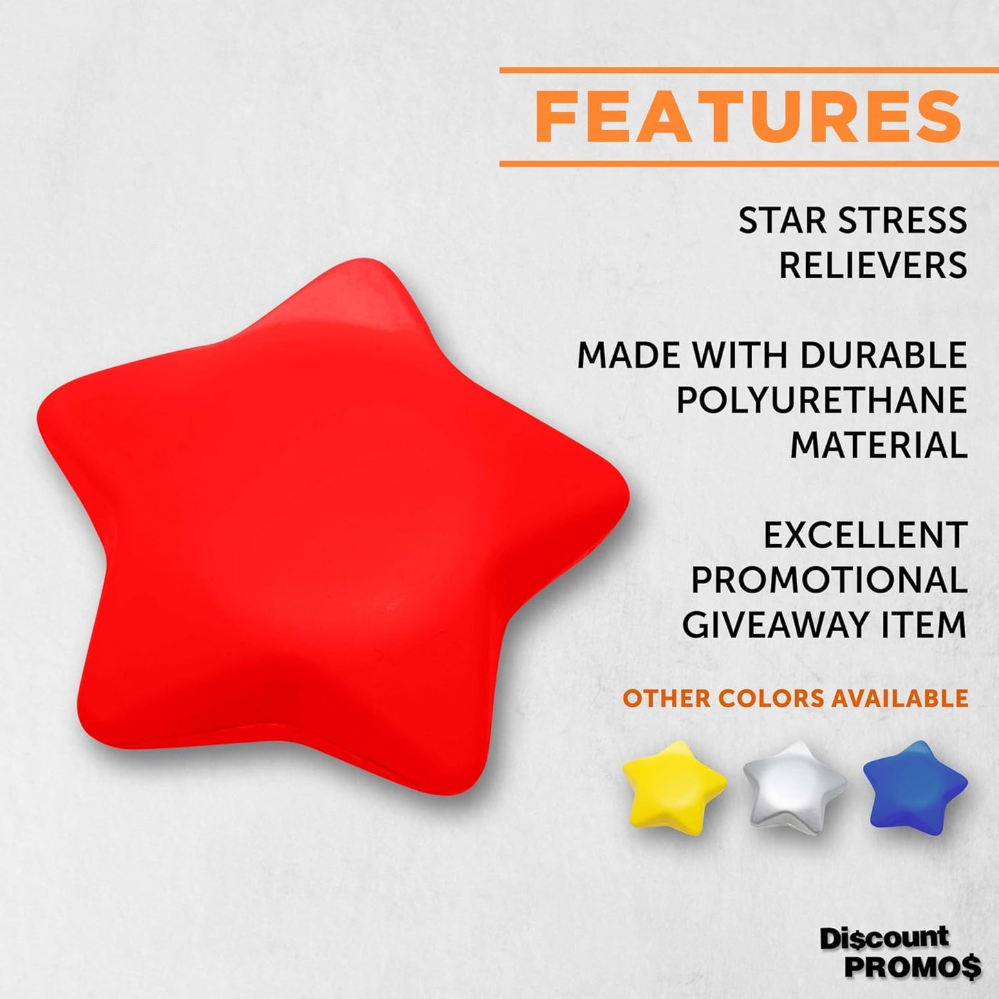 DISCOUNT PROMOS Star Squeeze Balls Set of 10, Bulk Pack - Anxiety Stress Relief, Perfect for Your Desk, Office or Home - Red