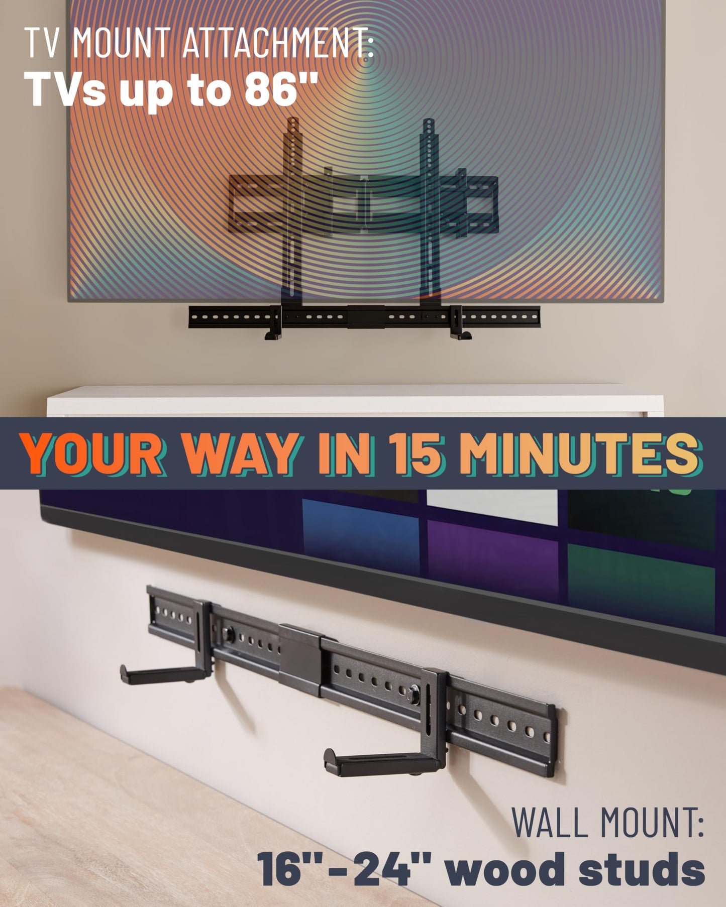 Echogear Xl Soundbar Mount For Speakers Up To 20Lbs - Attaches To Tvs Up To 86    Or Wood Studs 16-24   - Universal Design & 2.6