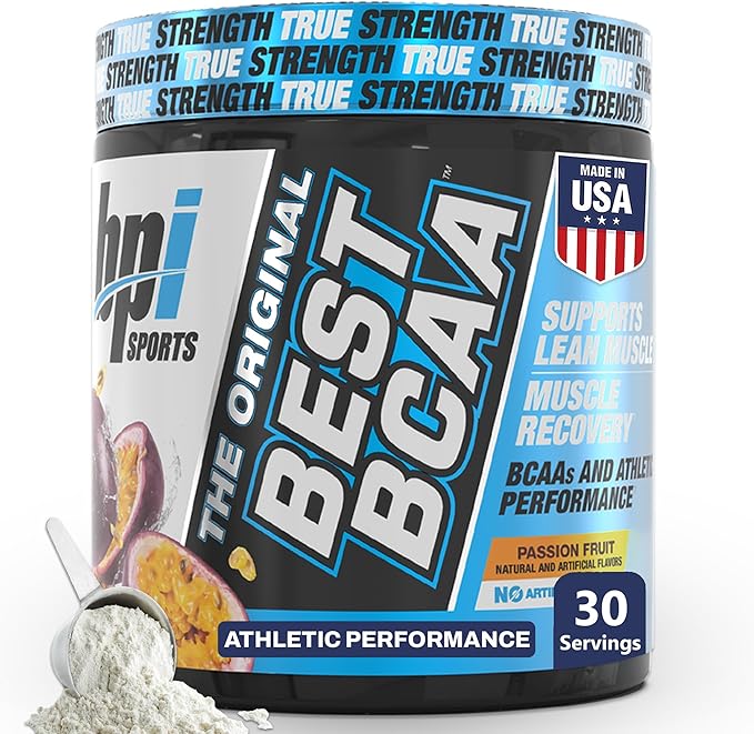 BPI Sports Best BCAA - The Building Blocks of Protein and Muscle - Supports Metabolism - Omega 6 - Passion Fruit, 30 Servings, 300 g
