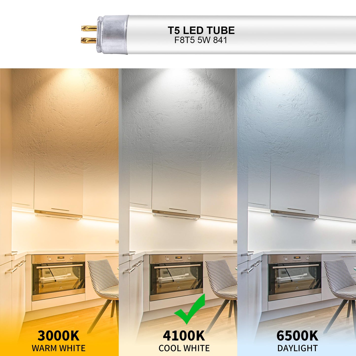 Wesome Lighting 8 Pack 12 Inch F8T5/Cw Led Replacement Bulbs  4100K Cool White  T5 Led 5 Watts Replace Fluorescent Bulb With Led  Replacement Tube For Counter And Cabinet Fixture