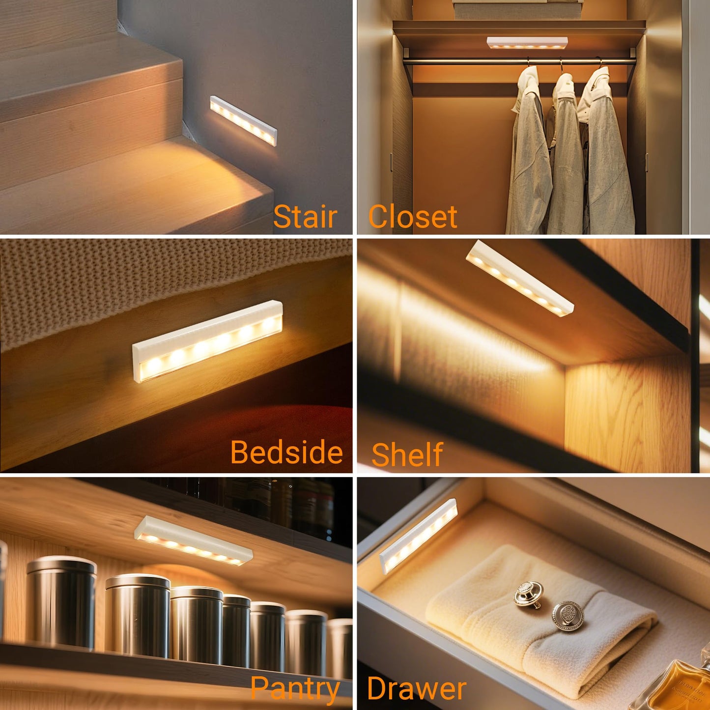 Maylit 2 Pack Closet Lights Motion Sensored  Battery Operated Light Indoor  Wireless Magnetic Night Led Bar  Stick On Lighting For Stair  Shelf  Hallway  Bed  Pantry  Under Cabinet  3000K Warm White