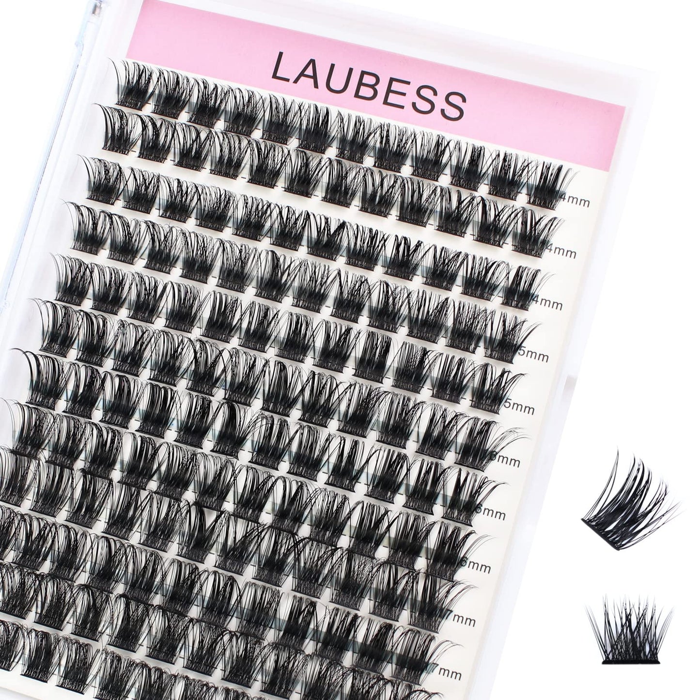 Lash Clusters LAUBESS Individual Lashes Waterproof Eyelash Clusters Mixed Tray Cluster Eyelash Extensions Soft Cluster Lashes fo