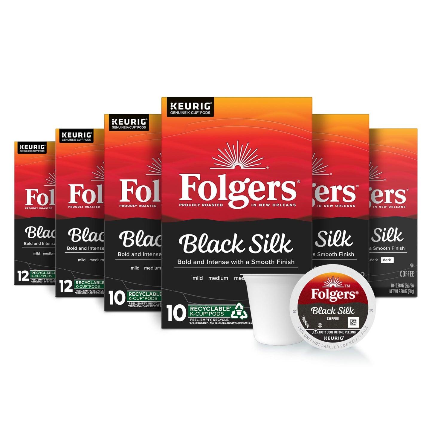 Folgers Black Silk Coffee  Dark Roast  Keurig K-Cup Pods  10 Count Box (Pack of 6)