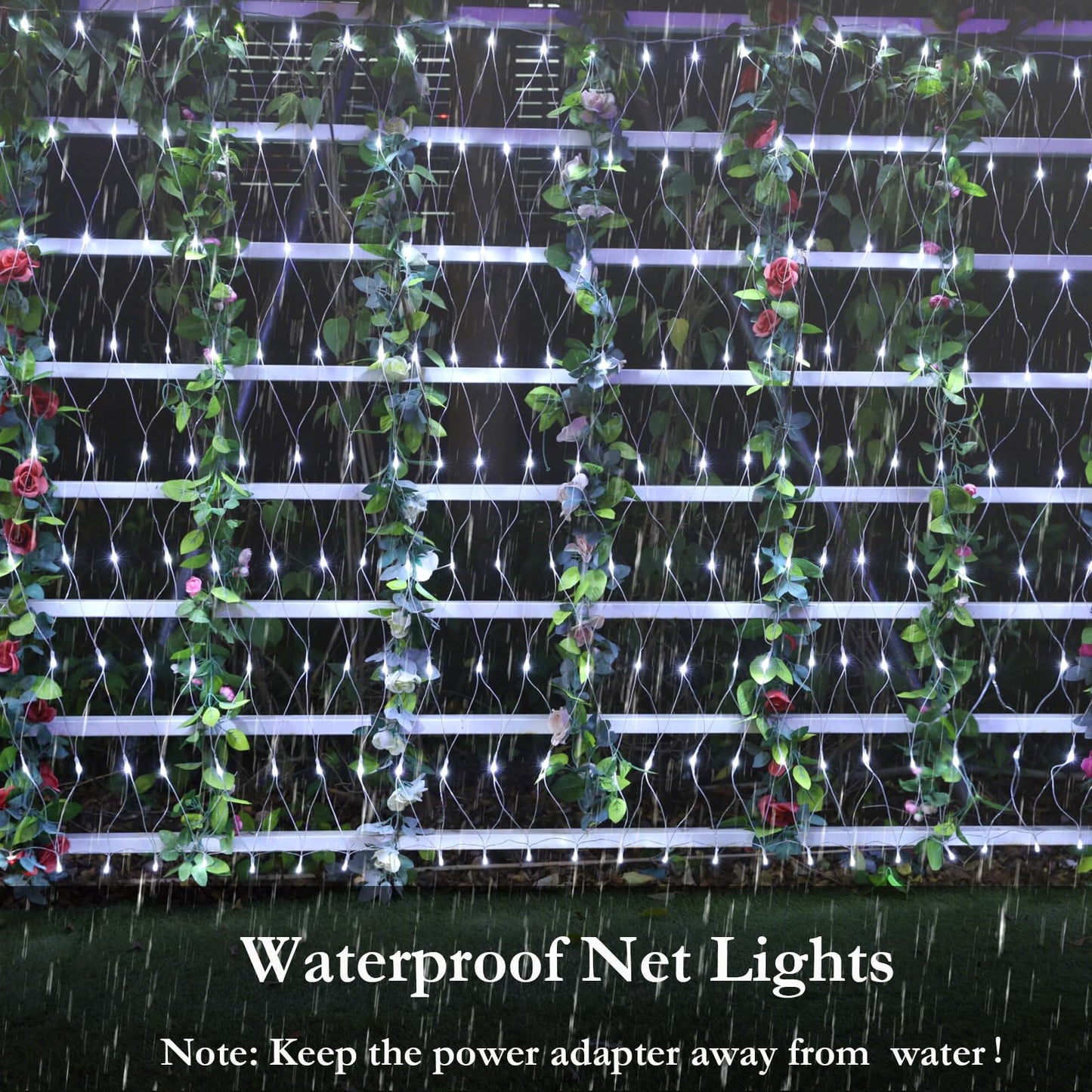 Joomer Christmas Net Lights - 12FT x 5FT, 360 LED, Waterproof, 8 Modes, Clear Wire, White, Model SSL0360-N-29V