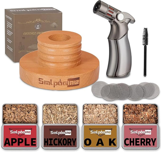 Whiskey Smoker Kit with Torch, Old Fashioned Cocktail Bourbon Drink Smoker with 4 Flavors Wood Chips, Birthday Christmas D...