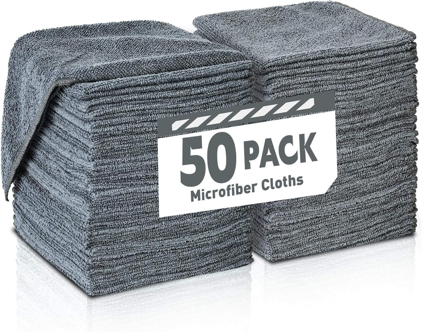 Gray Microfiber Cleaning Cloths Bulk Pack-50 Pack, Microfiber Towels Bulk, Towels for Cars, Cleaning Rags Gray (12x12 inches)