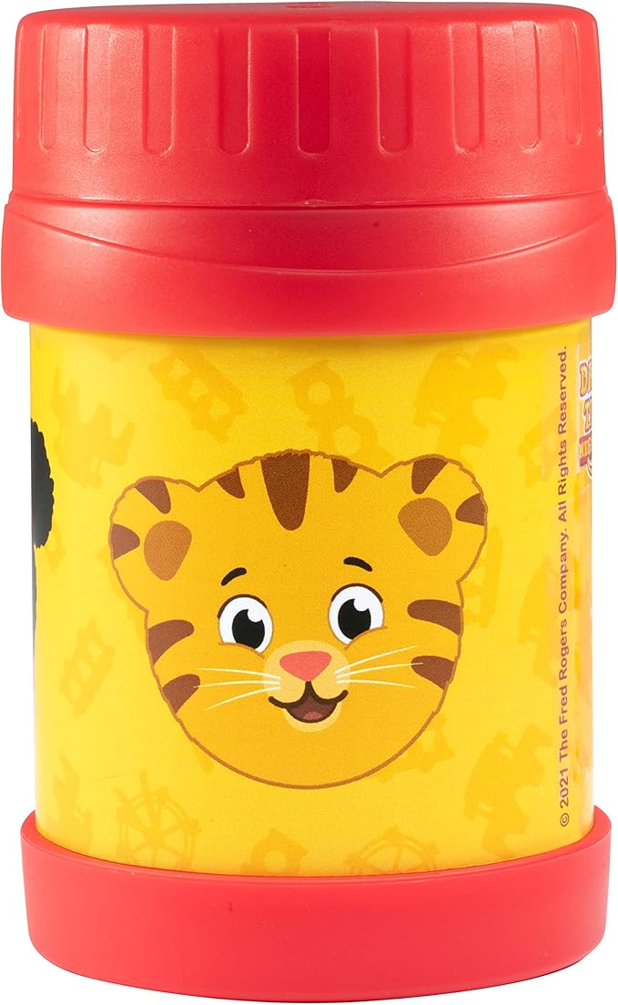 Daniel Tiger's Neighborhood Stainless Steel 13 oz Food Jar for Kids, Red -Double Wall Insulated, Leak-Proof thermos Jar Keeps Liquids & Food Hot or Cold for Hours-Fits Inside All Lunch Boxes & Bags