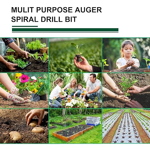 Garden Auger Drill Bit for Planting Set-1.6x16‘’ & 3.54x15.7'',Ground Earth Spiral Drill Bit for 3/8" Hex Drive Drill, Yard Auger Drill for Bulbs Planting, Hole Digger Flowers,Umbrella Holes