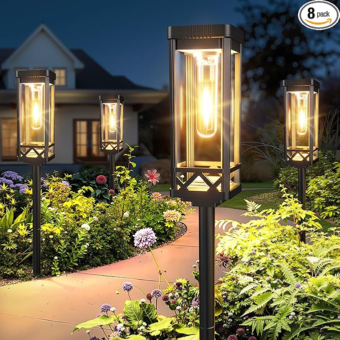 KOOPER Taller Solar Pathway Lights Outdoor, 8 Pack Upgraded Brighter Solar Garden Lights Solar Powered, Up To 15 Hours Out...