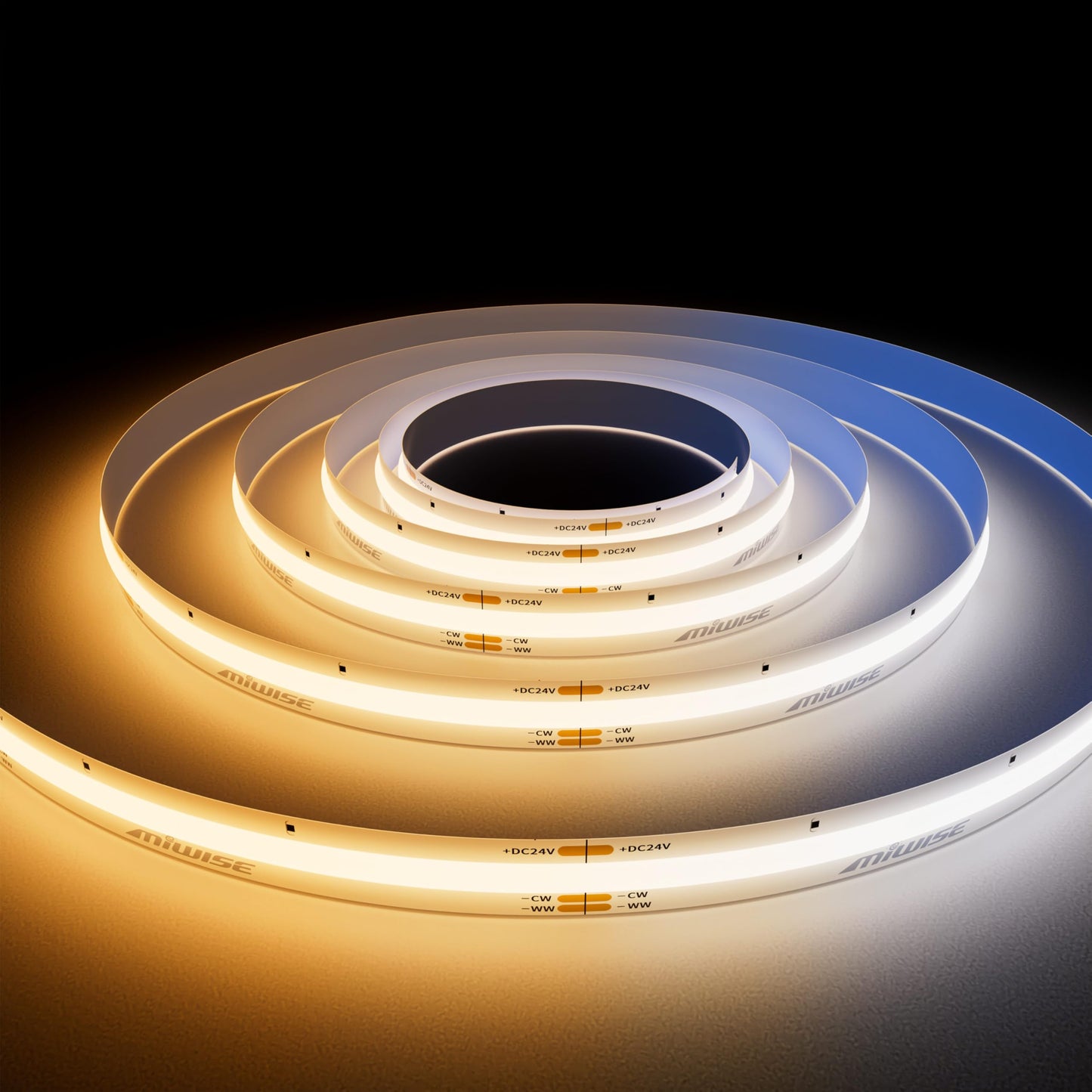 Miwise Cct Cob Led Strip Light Tunable White 32.8Ft/10M Dimmable 2700K-6500K Cri90+ 24V Led Tape Light For Under Cabinet Bedroom Kitchen Diy Lighting(Power Supply & Controller Not Included)