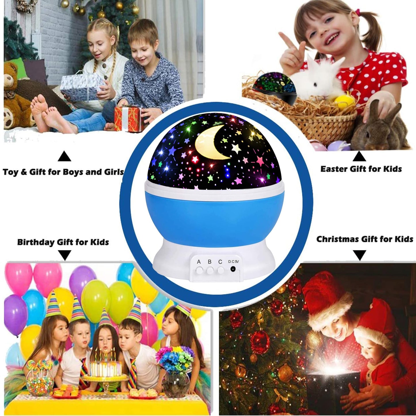 HONGID Night Light Projector for Kids, Glow in The Dark Stars, Blue, Model 012-1361, Rubber Material