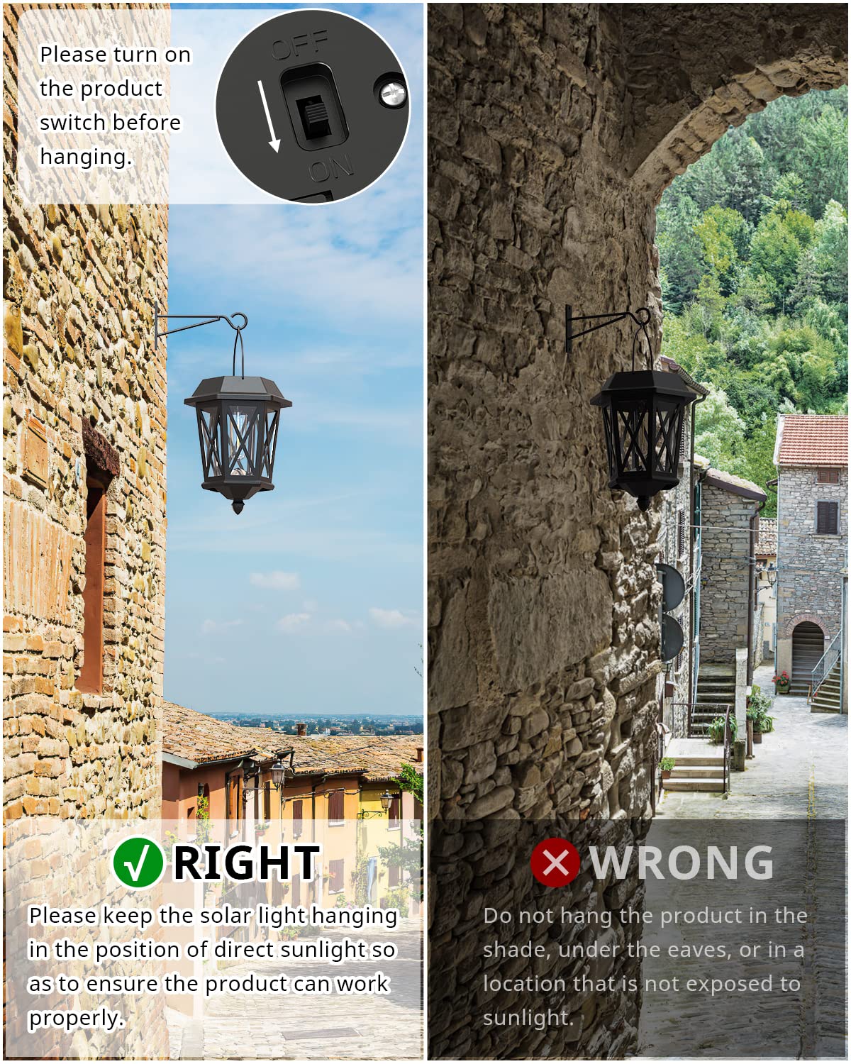 Teklaps Solar Lanterns - Waterproof Metal Hanging Lights, Led, Black, 2 Pack, Model Zz-24A, Ideal For Yard & Garden