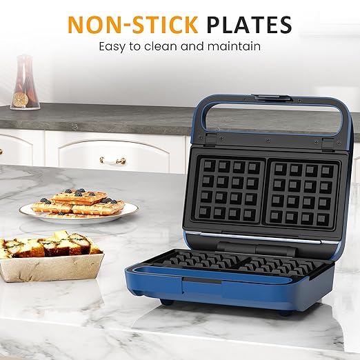 Sunvivi Pro Sandwich Maker Panini Press Grill, 3 in 1 Electric Waffle Maker with Removable Non-stick Plates, with Glass Top, Cool Touch Handle & Easy to Clean, 850W