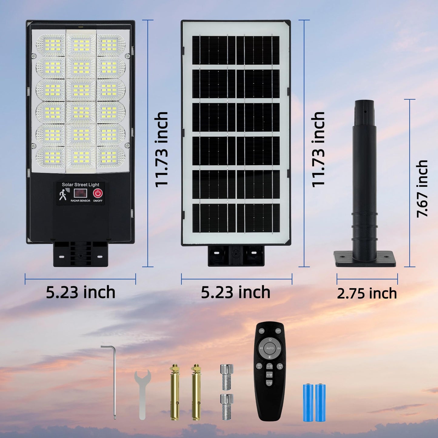 TFKK Solar Street Lights Outdoor, Waterproof, Motion Sensor, 6PCS, Black, 6500K, Remote Control