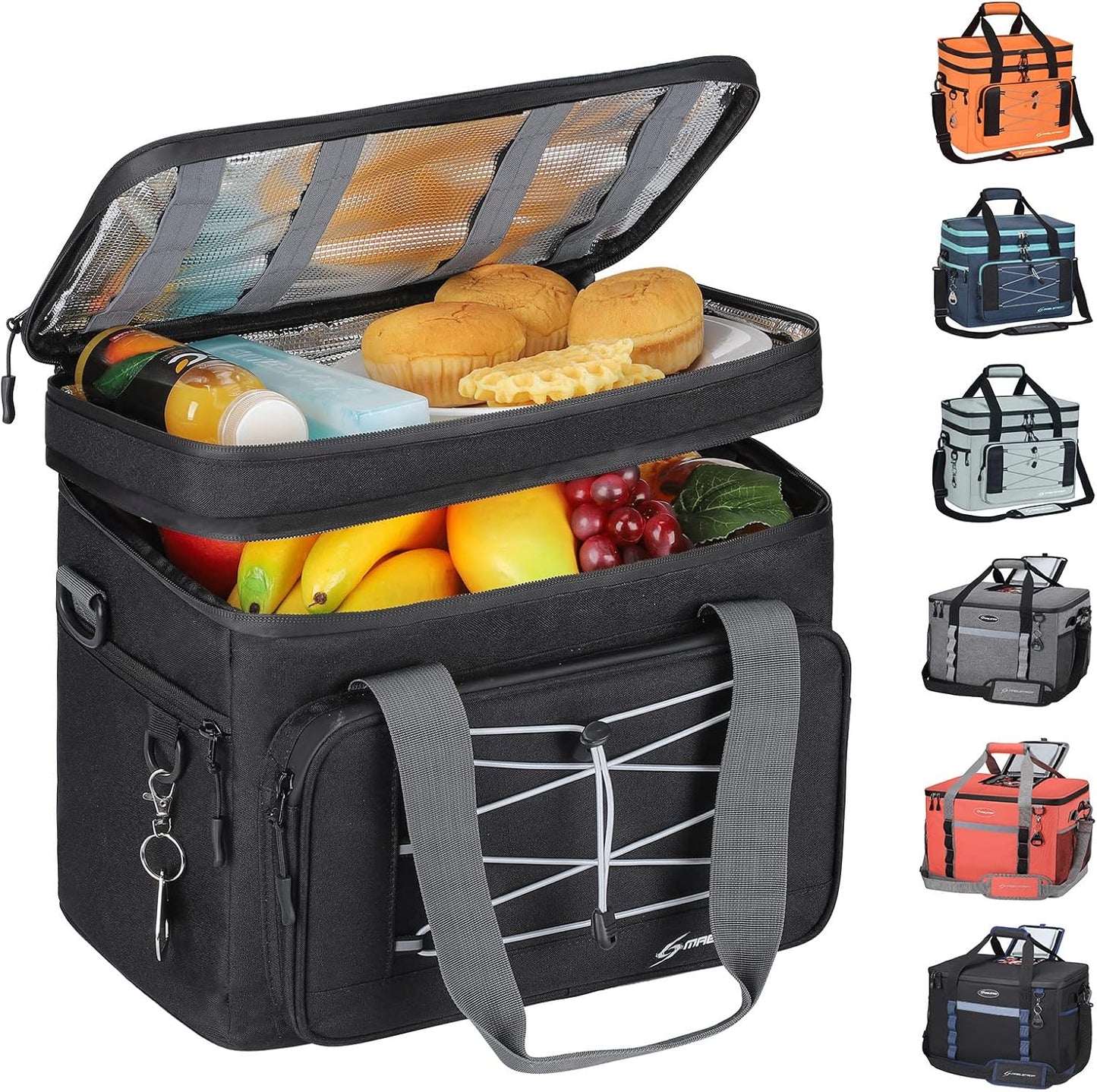 Maelstrom Collapsible Soft Cooler Bag, 24/30/60/75 Cans Beach Cooler, Ice Chest, Leakproof & Portable for Beach, Camping, Road Trips & Grocery Shopping