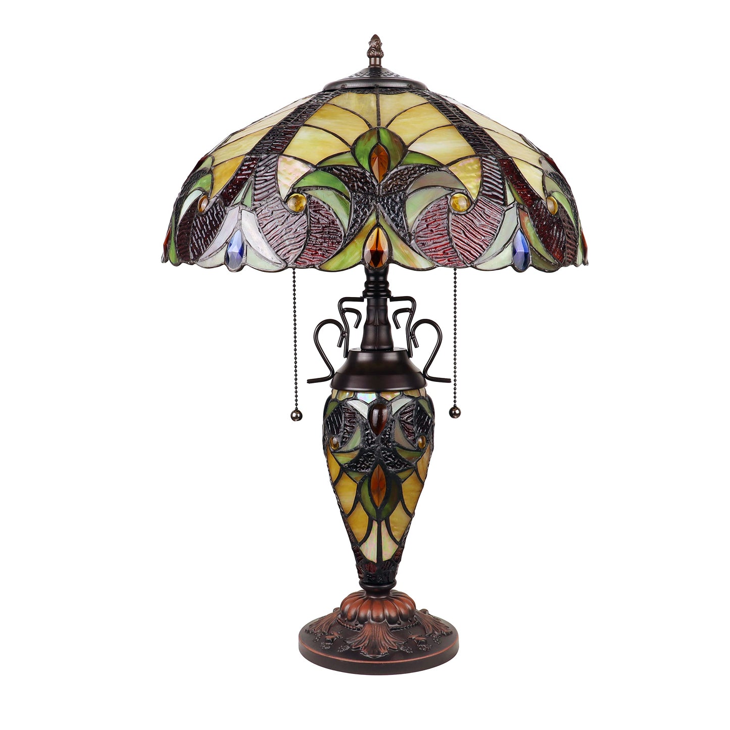 Chloe Lighting Adia Victorian Table Lamp 3 Light 16in Wide Dark Bronze Multicolor Glass CH38632AV16-DT3