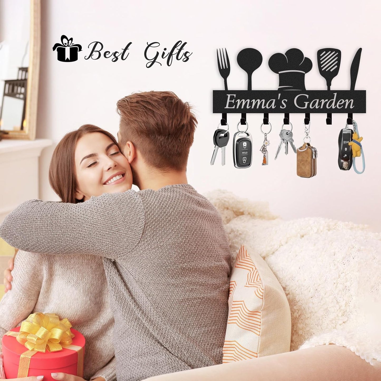 Custom Key Holder for Wall, Key Holder Wall Mount with Screws and Anchors, Kitchen Sets for Home Decorations, Personalized Key Rack Coat Hanger for Kitchen, Living Room, Entryway, Dining Room