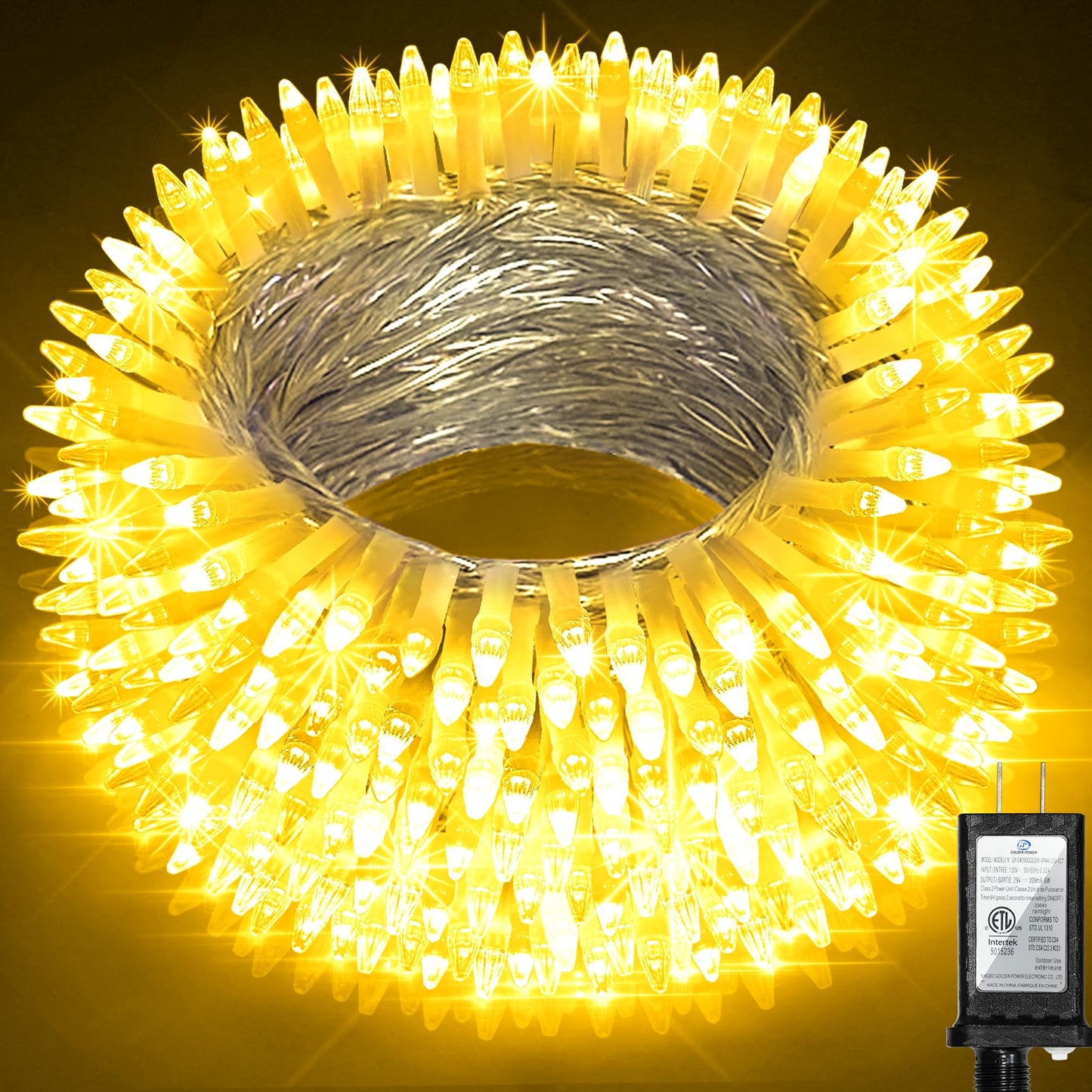 HRANBOTY 300LED Christmas String Lights, 100FT Warm White, 8 Modes, Indoor Outdoor, Plastic, Model HS-300L