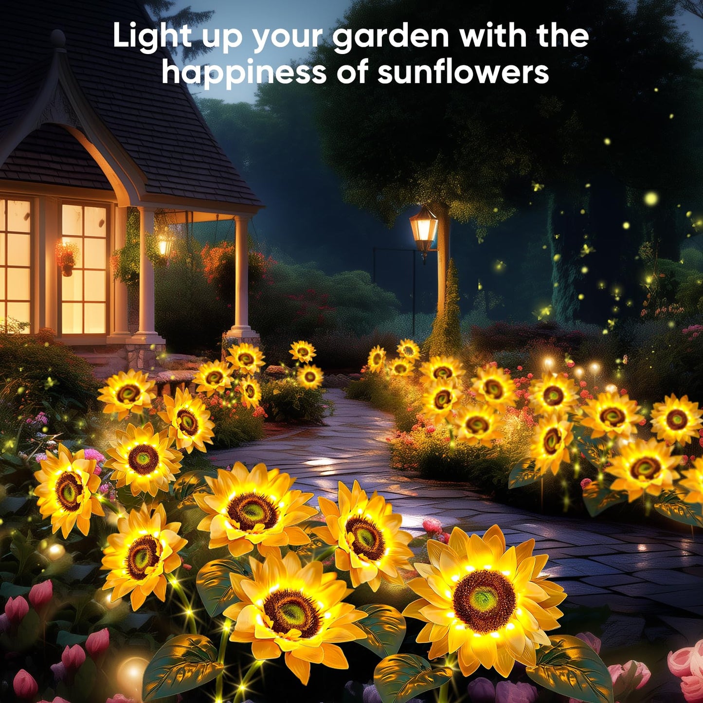 Sunflower Solar Lights Garden Decor: 10-Pack Artificial Led Solar Flower Lights Christmas Outdoor Decorations- Waterproof Decorative Light For Patio Yard Pathway Walkway - Xmas Gifts For Women Mom