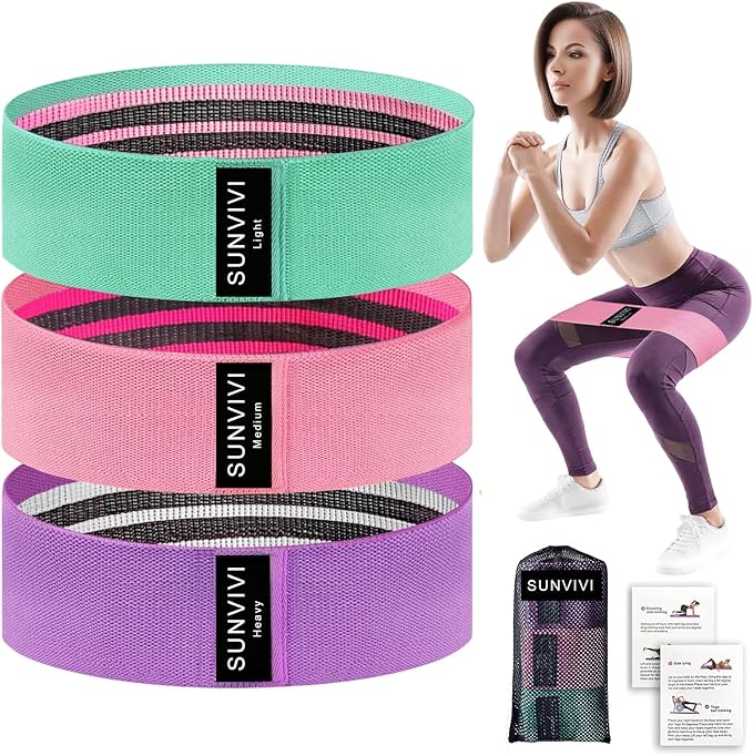 Resistance Bands for Working Out, Fabric Loop Exercise Bands for Legs and Butt, Workout Bands Set for Women and Men, 3 Boo...