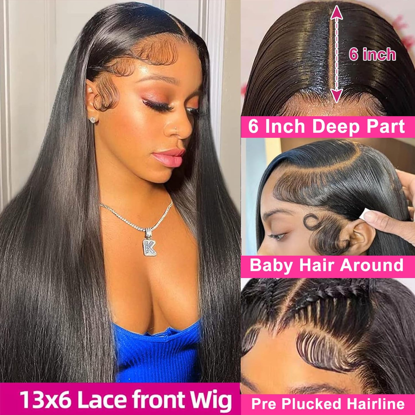 Straight Lace Front Wigs Human Hair Pre Plucked 13x6 Lace Front Wigs Human Hair Wigs for Black Woman Brazilian Frontal Wigs Huma