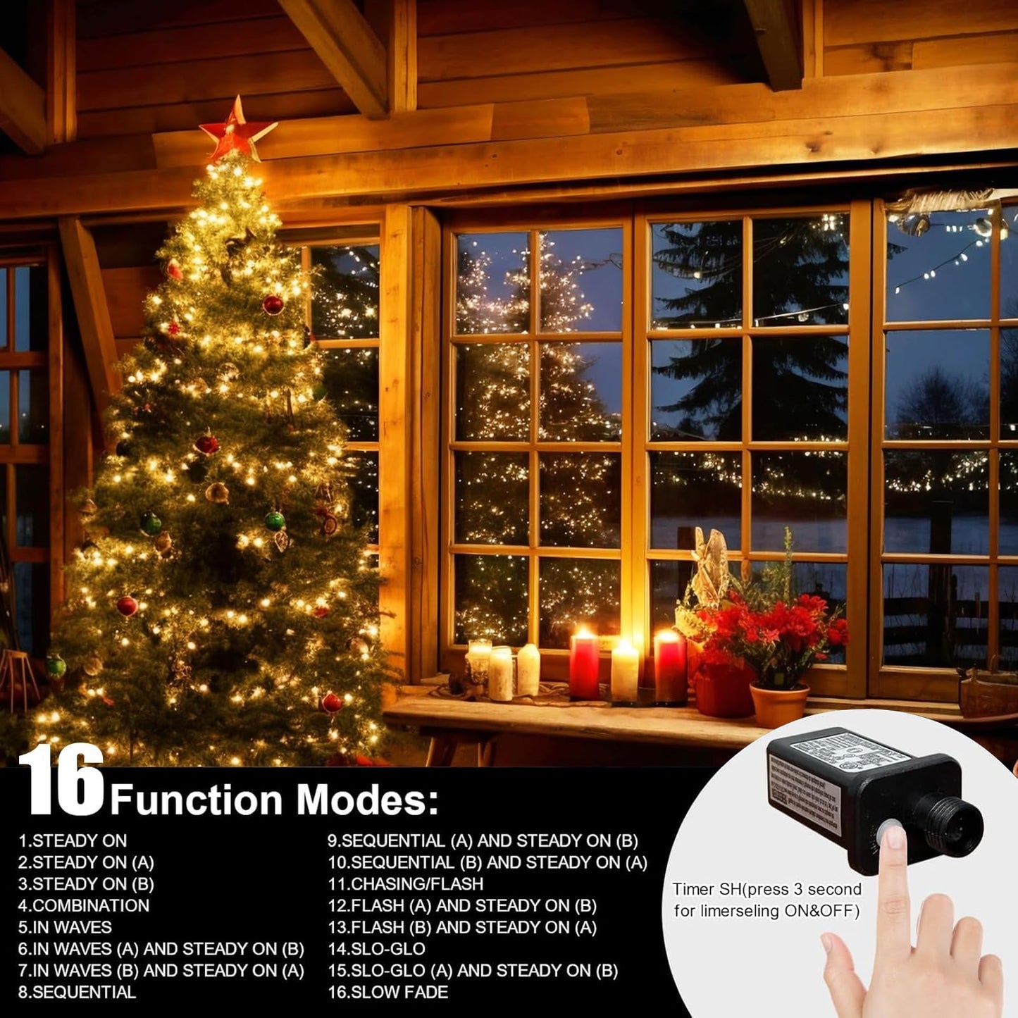 Lamphome 66Ft Christmas Decorative Mini Lights 200 Led Transparent Wire Fairy Starry String Lights Plug In  11 Lighting Modes  For Indoor Outdoor Xmas Tree Wedding Party Decoration (Warm White)