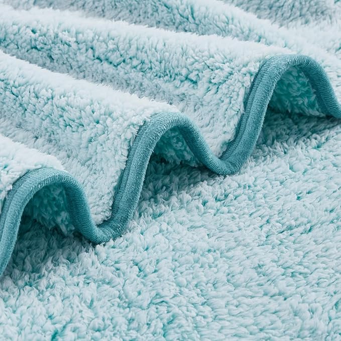 EMME Fuzzy Blanket Soft Fleece Throw Blankets for Women, Fluffy Sherpa Throws(Plush Teal,50"x60")