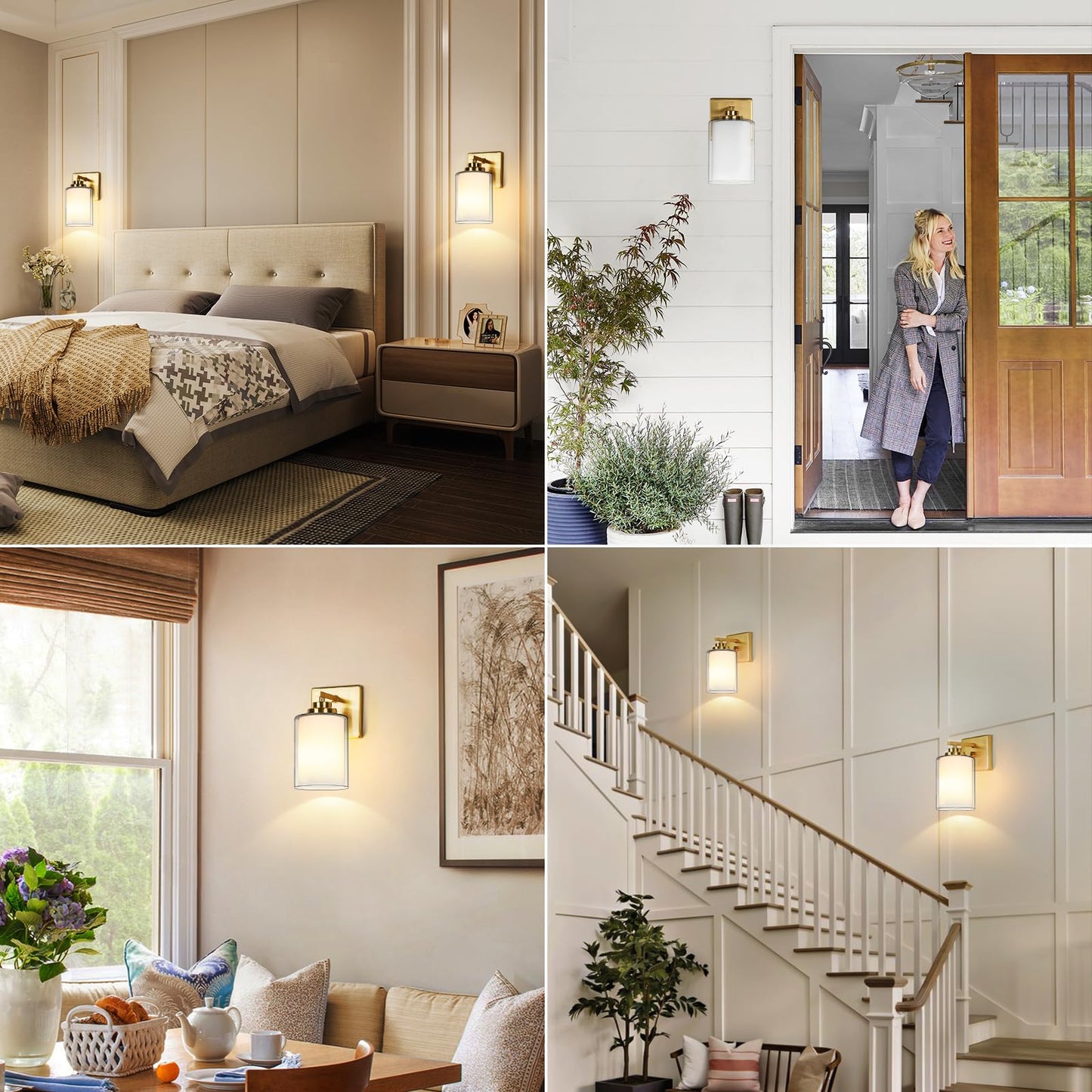 Set Of 2 Wall Sconces For Bathroom  Modern Vanity Light Fixtures  Gold Wall Mount Lighting Lanterns  Farmhouse Wall Lights With Double Clear Glass Shade For Bedroom Living Room Mirror Hallway