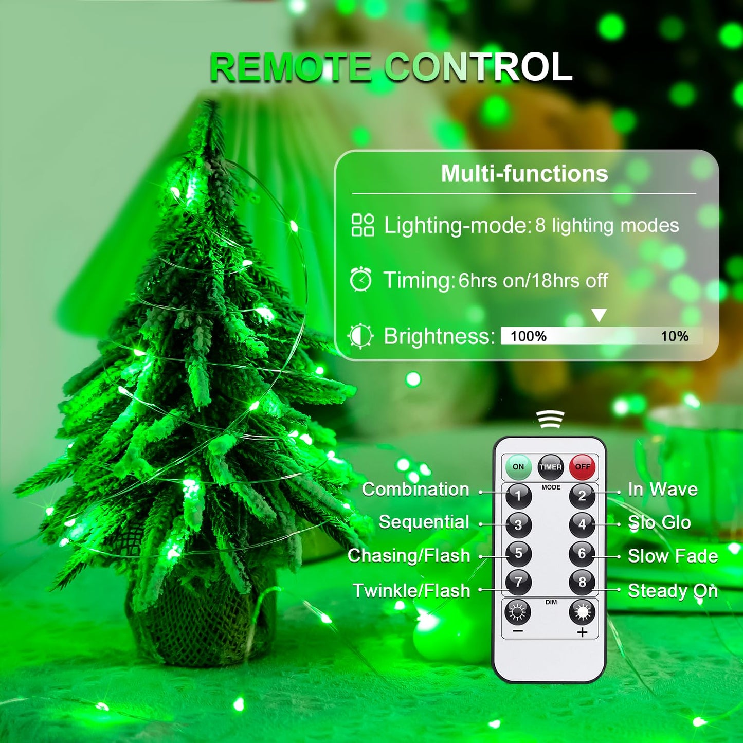 Jmexsuss 2 Pack Green Fairy Lights, 400 Led 132Ft Twinkle Lights With Remote, 8 Modes For St. PatrickS Day, Halloween, Xmas Decorations