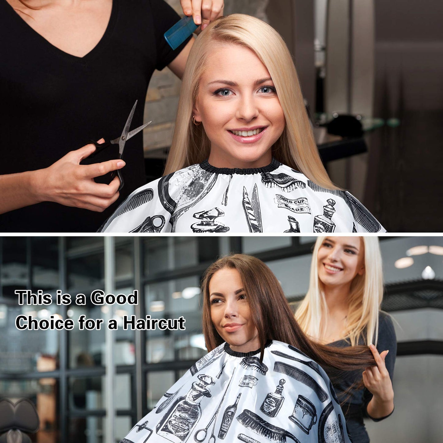 FEBSNOW Professional Hair Cutting Cape, 2 Pcs Hairdressing Barber Salon with Closure Snap for Styling Coloring Hair Cutting Cape
