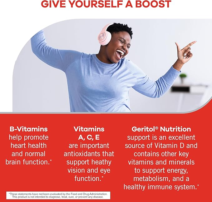 Geritol, Multivitamin Supplement, Contains B-Vitamins, Antioxidants, Vitamins C, E & D and Iron, 26 Essential Vitamins and Minerals, Gluten-Free, Non-GMO, No Artificial Sweeteners, 100 Tablets